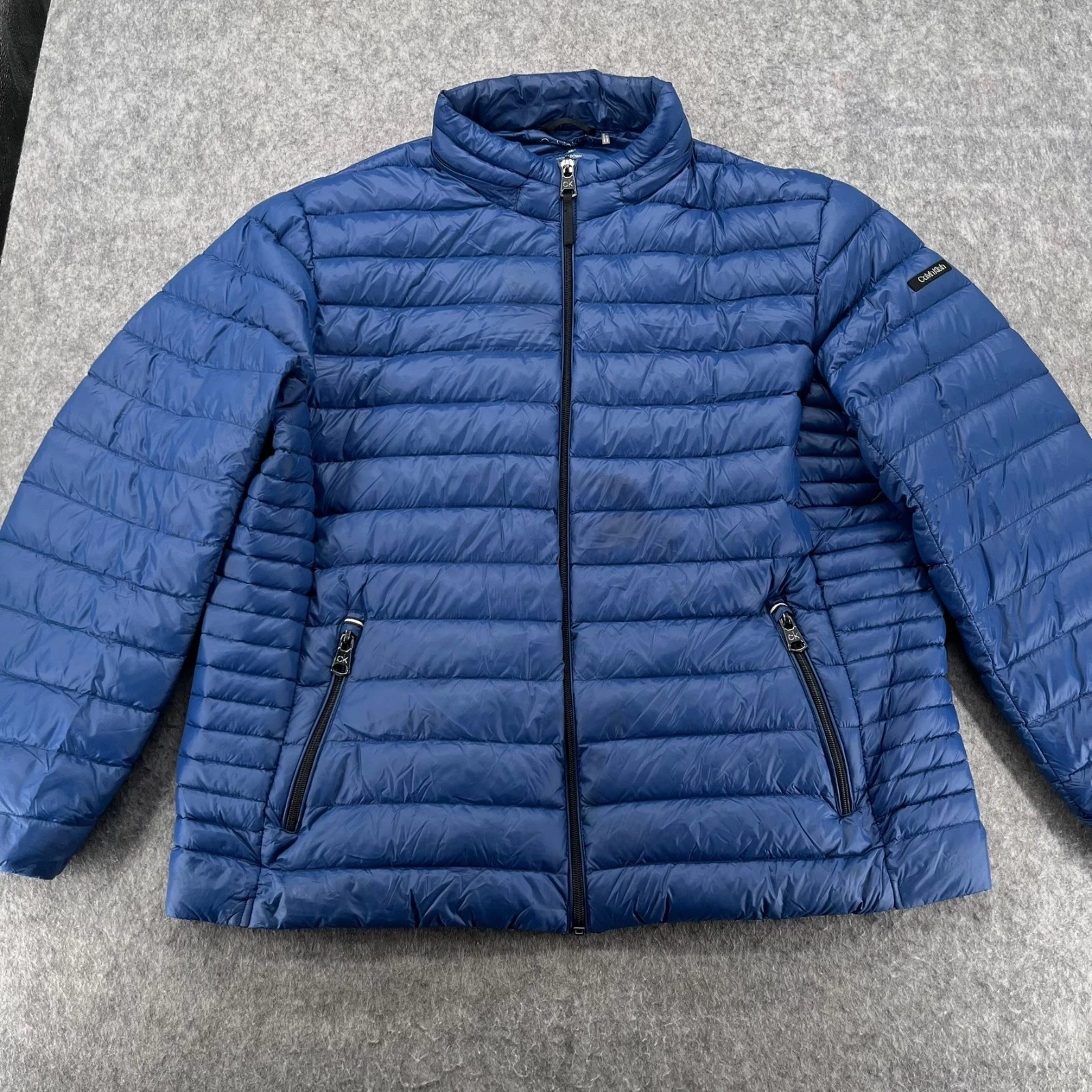 Calvin Klein Mens XXL Blue Premium Packable Duck Down Jacket Lightweight