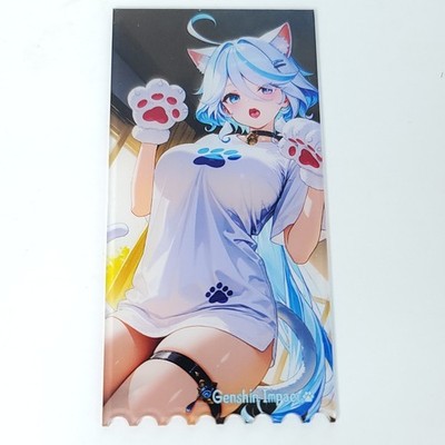 Furina Neko Cat Shiny Thick Acrylic Trading Card Anime Waifu Bookmark Ticket