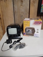 Vintage Curtis 5 Portable Black White TV - Am/Fm Radio In Box TESTED