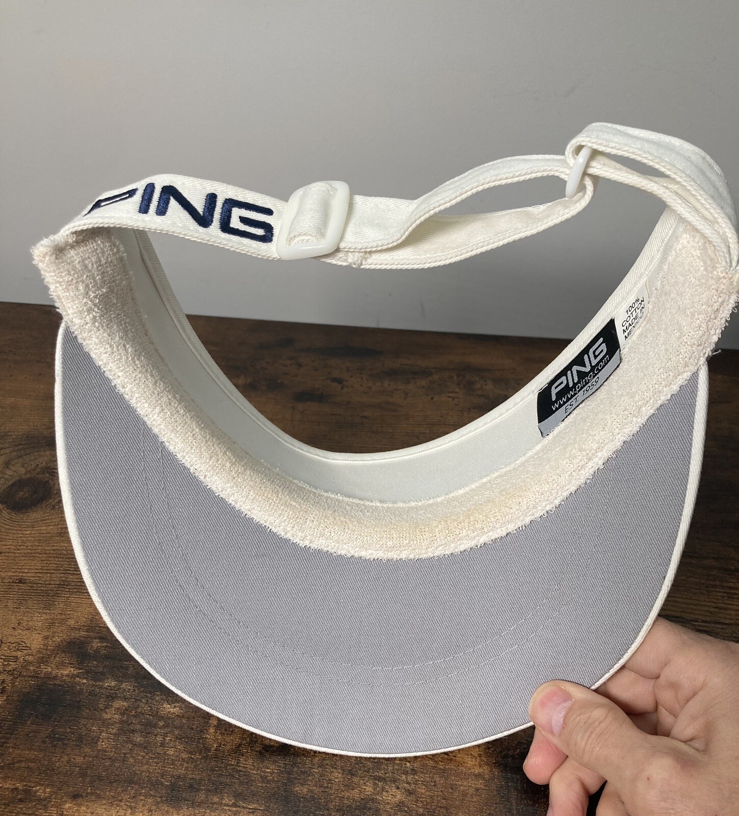 Ping Golf Sun Visor Hat Adjustable Adult Unisex White Black Preowned