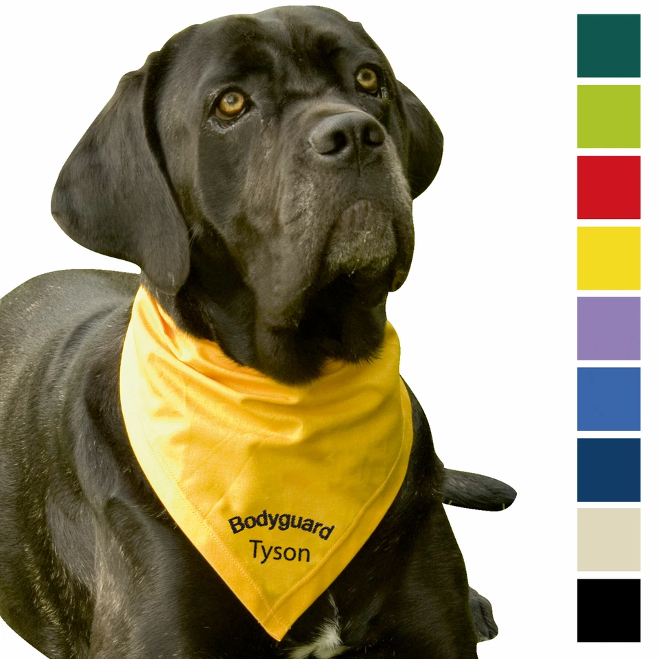 Schecker - Halstuch - Bandana bestickt mit Bodyguard + Hundename personalisiert