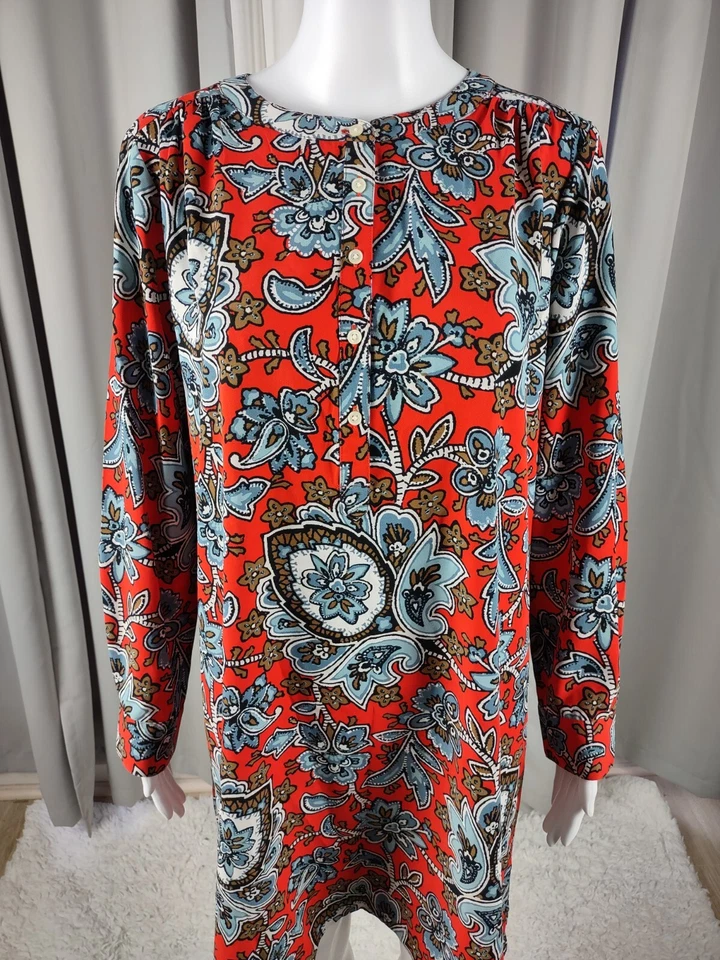 Ann Taylor Loft Women's Multi Color Half Button Front Shift Dress Shirt Size M - Image 2 of 4
