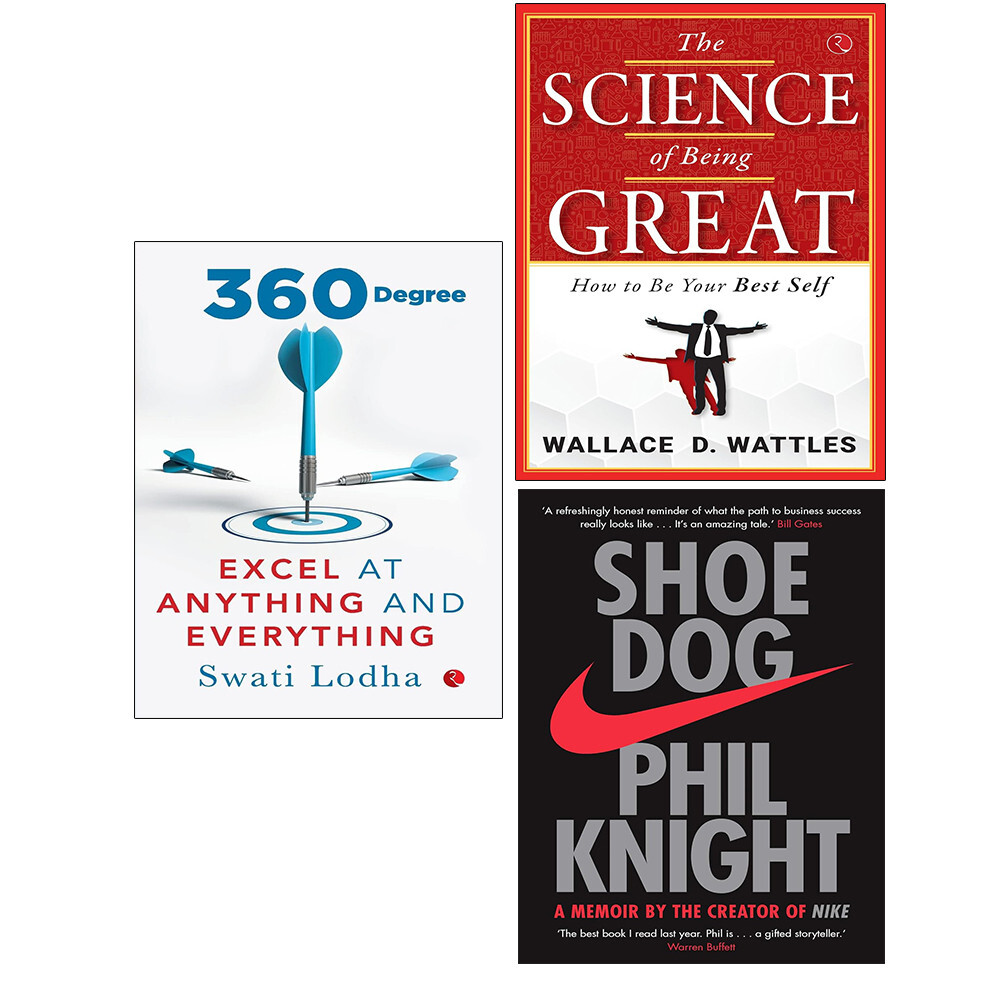 Shoe Dog Phil Knight,Science of Being Great, 360 DEGREE Swati Lodha 3 Books Set