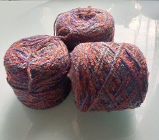 Vintage 4 Thread Fancy YARN. Apx 700g.  Purple, Orange, Sky Blue, Brown