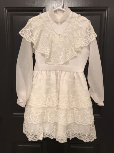 Little Girls Vintage Hollywood Sheer White Dress … - image 1