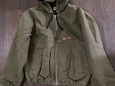 STUSSY WORK JACKET INSULATED CANVAS OLIVE DRAB Size XL | eBay