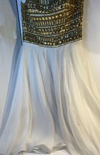 Sherri Hill dress size 0, Gold Sequin And White Chiffon Like Skirt