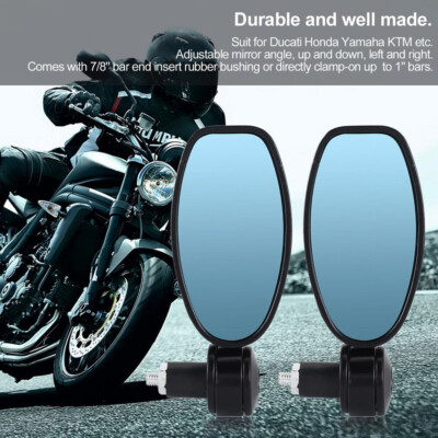 Motorcycle 7/8" Folding Bar End Side Mirrors For Yamaha FZ1 FZ6 FZ6R FZ09 MT09 | Black | Aluminum | 8 In | Universal Fitment - Foto 4