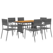Salon De Jardin Ensemble à Diner Table à Manger Chaise Mobilier D'extérieur Gris