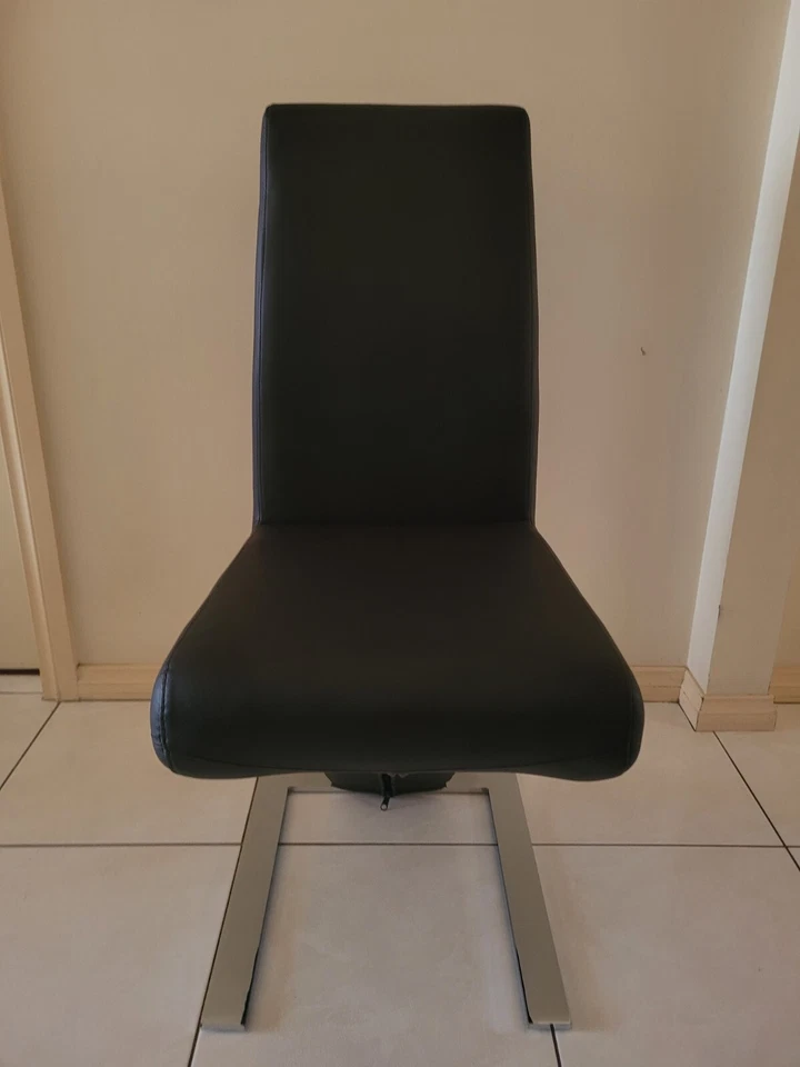 4x NEW Dining Chairs Set Z-Shape Dark Brown Faux Leather - image 2 of 4