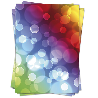 50 Blatt Briefpapier A4 bunt Regenbogen Design Bastelpapier Bokeh bunt
