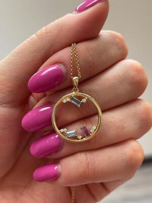 Sophia By Design Amethyst Blue Topaz & Diamond 14K Yellow Gold Pendant Necklace