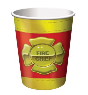 Firefighter 8 9 oz Hot Cold Paper Cups Fire Badge Birthday Party ...