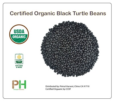 Organic Turtle Black Beans aka Black Beans non-GMO USDA Organic Bulk Clean Safe