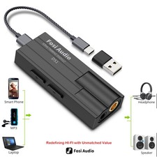 Fosi Audio DS1 DSD512 HiFi USB C DAC Mini Audio Headphone Amp for most Phone PC