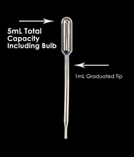 1mL Graduation, 5mL Total Capacity including Bulb, Eye Dropper Pipettes 100pcs