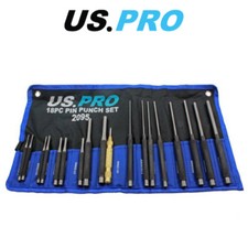US PRO 18pc Pin Punch Set With Automotive Centre Punch 2095