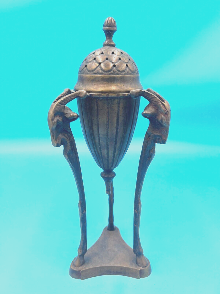 1940's Brass Neoclassical Empire Styled 3~Goat Head ~ Hoof Incense