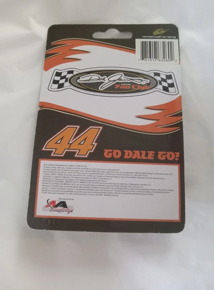 2007 #44 Dale Jarrett UPS Fan Club Promo 1/64 Acción NASCAR Diecast GO DALE GO Foto 4 de 4