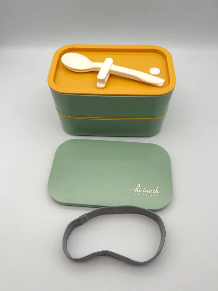 Bento Box Hi-Lunch Leak Proof Stackable Containers in Aqua Green for Adults