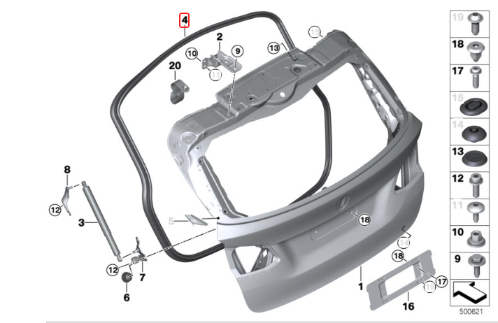 BMW 2 Series F46 Gran Tourer & LCI Trunk Lid Sealing 51767474448 