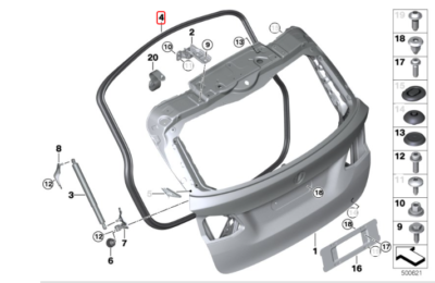 BMW 2 Series F46 Gran Tourer & LCI Trunk Lid Sealing 51767474448  
