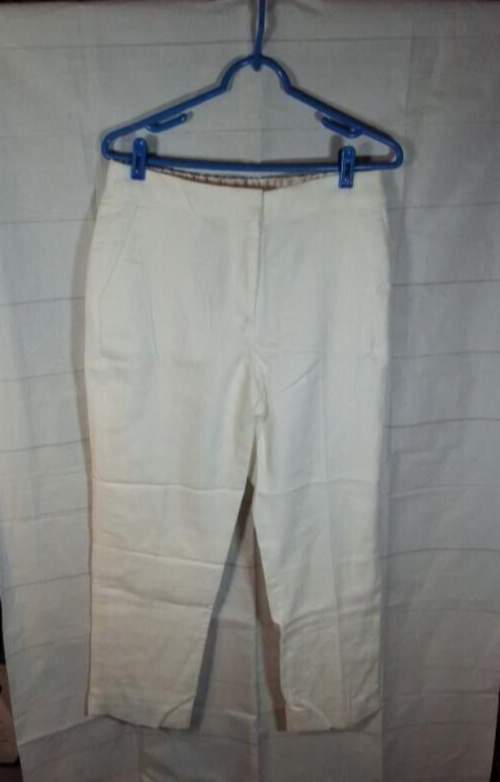 J Crew Pant in Stretch Linen H7718 Women's White Size 8 NWT