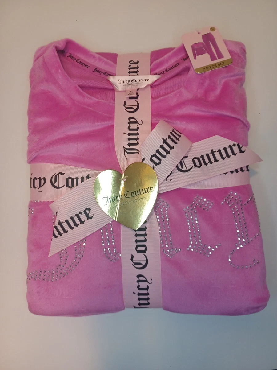 Juicy Couture Hot Pink Pajamas 2 Piece Set Soft Fuzzy Christmas Gift Set New