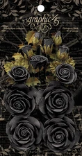 Graphic45 PHOTOGENIC BLACK Rose Bouquet (15pc) scrapbooking PAPER FLOWERS