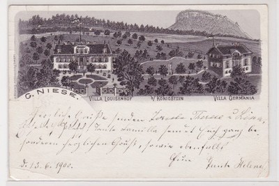 909113 Ak Königstein Villa Louisenhof und Villa Germania 1900