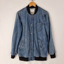 Jag Jeans Mujer Talla 8 Azul Denim Chaqueta Dobladillos Acanalados