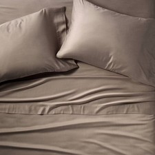 California King 400 Thread Count Rayon from Bamboo Sheet Set Fig Brown