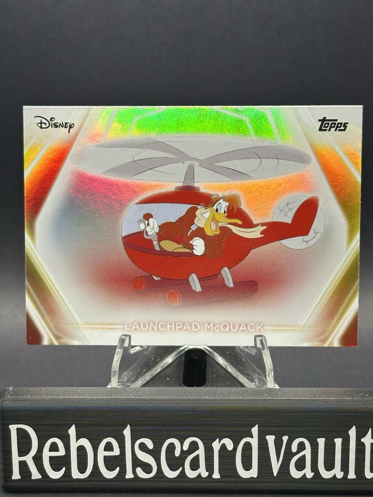 2026 Topps Disney Neon #124 LAUNCHPAD MCQUACK Rainbow Foilboard Parallel