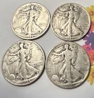 Lot Of 4 - Walking Liberties Half Dollars 90% Silver