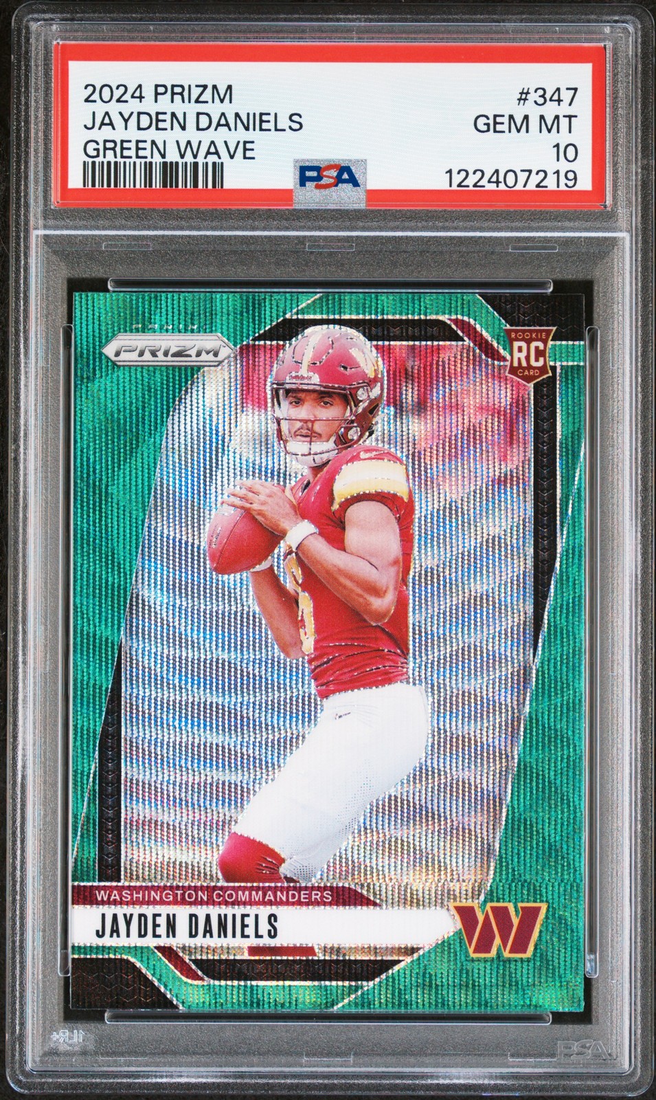 2024 PANINI PRIZM GREEN WAVE #347 JAYDEN DANIELS PSA 10