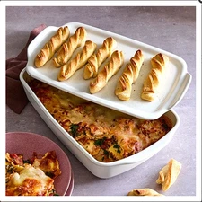 pampered chef:STONE RECTANGULAR BAKER WITH TRAY-freeship