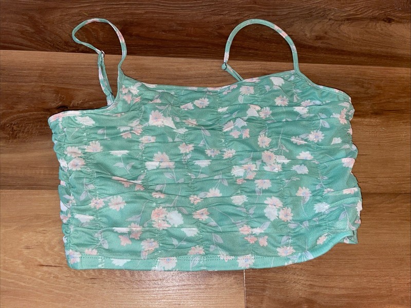 Aeropostale Floral Ruched Cropped Cami Size Large