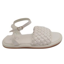 Sandalo basso donna estivo bianco con rialzo e memory fora fascia intrecciata e 