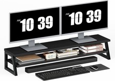 2-Tier Dual Monitor Stand Riser for 2 Monitors, 39 Inch Large Desk Shelf
