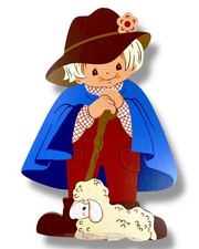 Achtziger Jahre Kinderzimmer Deko: Mertens-Kunst Schäfer 23cm Lamm Figur Holz