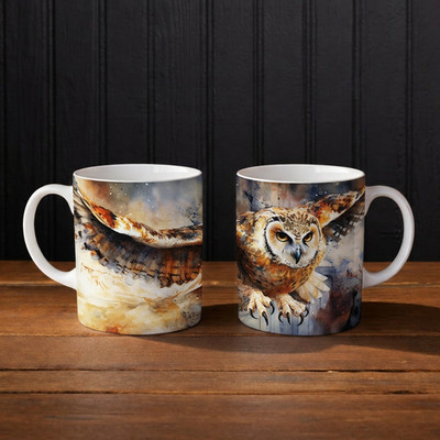Handgefertigte Eule Tasse 11 Unzen Wildtiere Vogel Kaffeetasse Natur Tier Geschenk nur Handwäsche