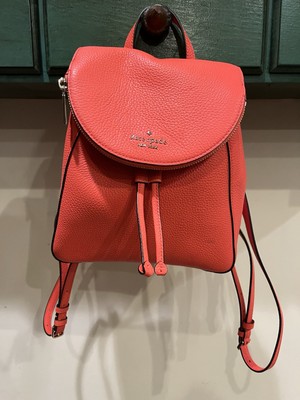 Kate Spade New York Coral Pebbled Leila Flap Backpack Pebbled Leather