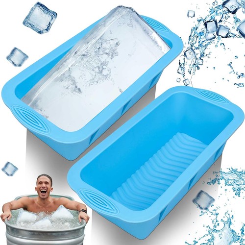 2 Pack Large Ice Block Molds,Silicone Ice Cube Molds,Ice Maker for Large Capa...