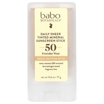 Daily Sheer Tinted Mineral Sunscreen Stick, SPF 50, Fragrance Free, 0.6 oz (17
