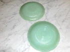 Set of 2 Jadeite Saucers Alice Pattern by Fire King 1940's 6” diameter