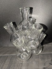 Vintage Glass Plant Propagation Vases. Clear Glass Cluster Multi-Neck Bud Vase.