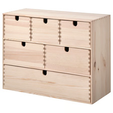 IKEA MOPPE Mini Chest Of Drawers Pine Wooden Storage Craft Desk Organiser