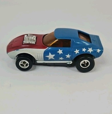AURORA POWERSLICKS SLOT CAR OPEL GT RED WHITE & BLUE W STARS DRAG