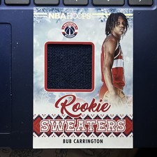 Panini NBA Hoops Rookie Sweaters Bub Carrington Memorabilia Wizards Card