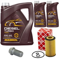 MotoröL Set Mannol 5W40 7 Liter + ÖLfilter + Schraube FüR Mercedes C-Klasse CLS